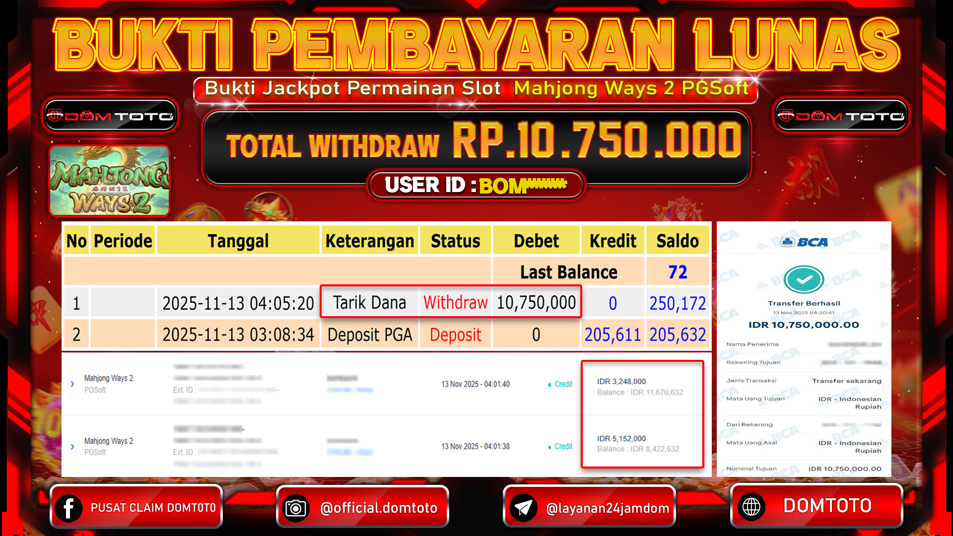 JACKPOT SLOT Mahjong Ways 2 PGSoft 13 NOVEMBER 2025